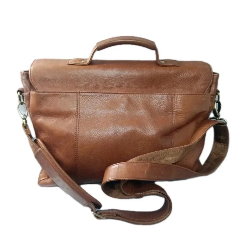 DANIER Men's Leather Shoulder Bag Messenger Laptop Bag British Tan